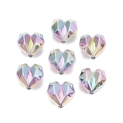 Разноцветный Непрозрачные акриловые бусины с УФ-покрытием, радужный, сердце, граненые, красочный, 17x17.5x11.5 мм, отверстие : 2.8 мм