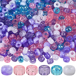 (52) Непрозрачная лаванда 600 шт. 6 цветные непрозрачные и полупрозрачные акриловые европейские бусины, имитация драгоценных камней, бусины с большим отверстием, рондель, разноцветные, 9x6 мм, отверстие : 3.8~4 мм, 100 шт / цвет