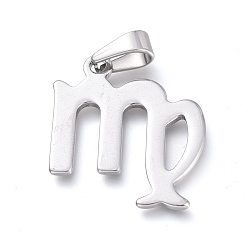Дева Не тускнеющие 304 подвески из нержавеющей стали, знак созвездия / зодиака, цвет нержавеющей стали, Дева, 31x28x1.5 мм, отверстие : 10x4.5 мм