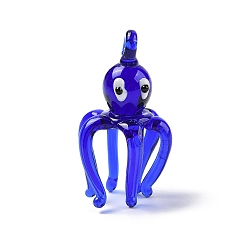 Синий Подвески лэмпворк ручной работы, прелести осьминога, синие, 49x26x26.5 мм, отверстие : 3 мм