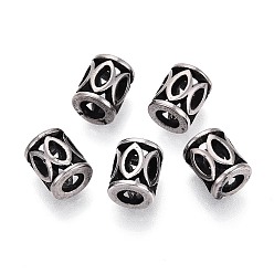 Античное Серебро 304 бусины европейского стиля из нержавеющей стали с крупными отверстиями, колонна с конским глазом, античное серебро, 9.5x8 мм, отверстие : 4 мм