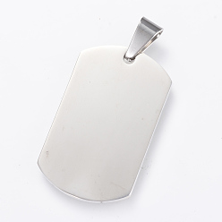Stainless Steel Color 304 Stainless Steel Stamping Blank Tag Pendants, Double Side Polished, Rectangle, Stainless Steel Color, 40x23.5x2mm, Hole: 7x4mm