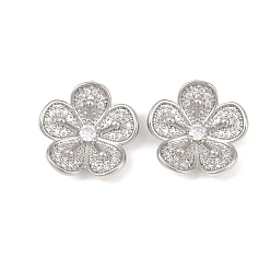 Платина Латунные микропаве прозрачные подвески с фианитом, , платина, 17.5x18x4.5 мм, отверстие : 5x2 мм