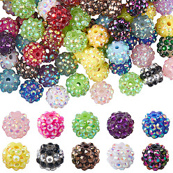 (52) Непрозрачная лаванда 100 бусины со стразами из смолы, с акриловыми круглыми бусинами внутри, для жевательной резинки ювелирных изделий, разноцветные, 12x10 мм, отверстие : 2~2.5 мм