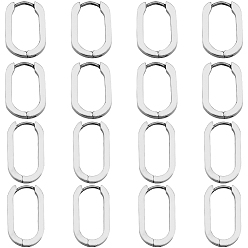 Stainless Steel Color 8 Pairs 2 Colors 304 Stainless Steel Huggie Hoop Earrings, Oval, Stainless Steel Color, 17~21.5x12~12.5x3mm, Pin: 1mm, 4pairs/style