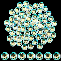 Octagon 80Pcs Transparent Faceted Glass Connector Charms, Clear AB, Octagon, 15x14x7mm, Hole: 1.4mm
