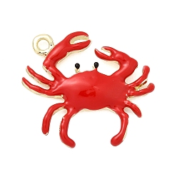 Красный Подвески из эмали и сплава, долговечный, без свинца и без кадмия, стойки покрытие, крабовое очарование, золотые, красные, 17.5x20.5x3 мм, отверстие : 1.6 мм