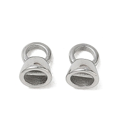 Stainless Steel Color 304 Stainless Steel Cord Ends, End Caps, Stainless Steel Color, 8x6x6mm, Hole: 1.8mm & 3mm