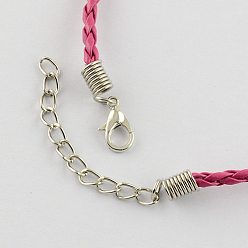 Camellia Trendy Braided Imitation Leather Necklace Making, with Iron End Chains and Lobster Claw Clasps, Platinum Metal Color, Camellia, 16.9 inchx3mm