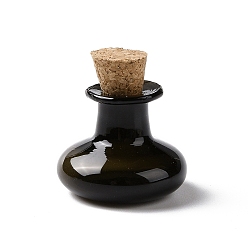 Черный Миниатюрные стеклянные бутылки, с пробками, пустые бутылки желаний, для аксессуаров для кукольного домика, изготовление ювелирных изделий, чёрные, 20.5x22 мм