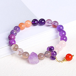 Смешанные камни Браслеты с подвесками из натуральных смешанных драгоценных камней и круглыми бусинами, внутренний диаметр: 2-1/8 дюйм (5.5 см)