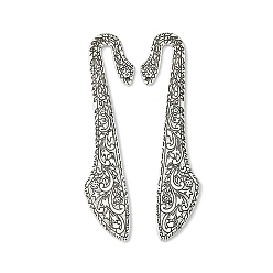 Античное Серебро Закладки тибетского стиля, без свинца, без кадмии и без никеля, античное серебро, 80x17x2 мм, отверстие : 1 мм