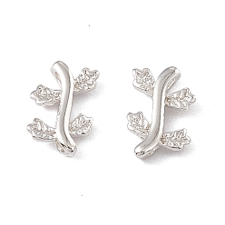 Посеребрённый Подвески из латуни, без кадмия и без свинца, лист ссылки, 925 серебро покрытием, 10x6x1.5 мм, отверстие : 1 мм