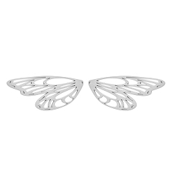 Нержавеющая Сталь Цвет 304 подвески из нержавеющей стали, лазерная резка, крылья бабочки, цвет нержавеющей стали, 48.5x20x1 мм, отверстие : 1.4 мм