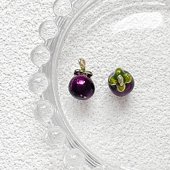 Mangosteen Подвески из эмали и сплава, фруктовое очарование, золотой свет, мангустин, 16x10 мм