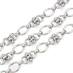 Платина Железные овальные звенья, несварные, с катушкой, платина, 13.5x10x1.5 мм, ссылка: 6x2 mm, Кольцо: 7.5x1 mm, Шар: 4 mm, около 32.81 футов (10 м) / рулон