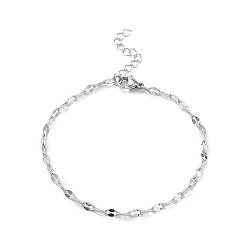 Нержавеющая Сталь Цвет Не тускнеет 304 браслеты из нержавеющей стали с цепочкой из звеньев для мужчин и женщин, цвет нержавеющей стали, 7-1/8 дюйм (18 см)