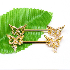 Золотой 316l хирургические кольца-бабочки из нержавеющей стали для сосков, с кубического циркония, золотые, 14 мм