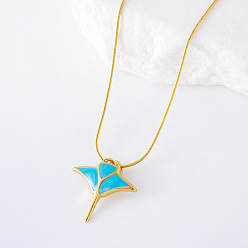 Темно-Голубой 3 шт. ожерелья с подвеской в виде рыбы из нержавеющей стали для женщин, золотые, глубокое синее небо, 15.75 дюйм (40 см)