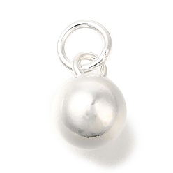 Серебро 925 круглые подвески из стерлингового серебра, с прыжковых колец, серебряные, 9x6 мм, отверстие : 3 мм