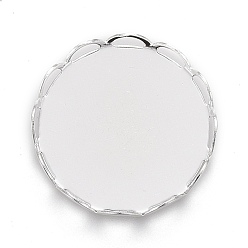 Серебро 304 Настройки нержавеющей стали кабошон, кружева края ободок чашки, плоско-круглые, серебряные, лоток : 16 мм, 17x3 мм
