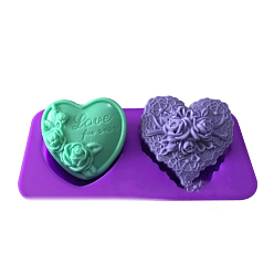 Фиолетовый Сердце с розой силиконовые формы для мыла своими руками, для мыловарения своими руками, день святого валентина, фиолетовые, 183x92x28 мм, внутренний диаметр: 70~80x25 мм