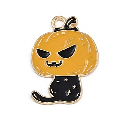 Тыква Подвески из сплава хэллоуина с эмалью, тыква, 24x18x1.2 мм, отверстие : 2 мм