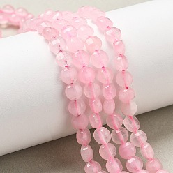 Pink Природные окрашенные белого нефрита нитей бисера, граненый квадратный разрез, плоско-круглые, розовые, 6~7.5x4 мм, отверстие : 1 мм, около 64~66 шт / нитка, 15.16~15.63 дюйм (38.5~39.7 см)