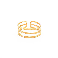 Настоящее золото 18K Ионное покрытие (ip) 304 тройное открытое манжетное кольцо из нержавеющей стали для женщин, без никеля , реальный 18 k позолоченный, размер США 9 1/4 (19.1 мм)