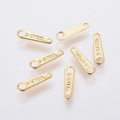 Золотой 304 из нержавеющей стали цепью вкладки, разъемы удлинителя цепи, золотые, 10x3x0.6 мм, отверстия : 0.8 mm и 1.6 мм