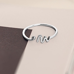 Платина 925 кольца-манжеты из стерлингового серебра для женщин, электрокардиограф, платина, внутренний диаметр: 17 мм