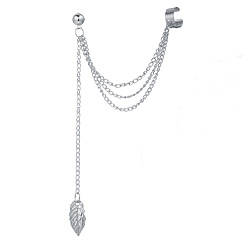 Платина 1 шт. серьги-манжеты из сплава в форме листа для женщин, платина, 12x12 мм