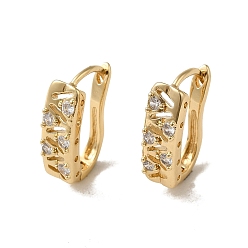 Light Gold Brass Micro Pave Cubic Zirconia Hoop Earring, Light Gold, 18x6mm