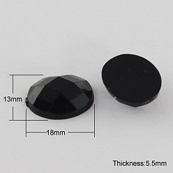 Черный Акриловый кабошоны со стразами, плоская задняя и задняя, граненые, овальные, чёрные, 18x13x5.5 мм , около 500 шт / мешок