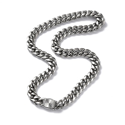 Stainless Steel Color Non-Tarnish 304 Stainless Steel Cuban Link Chain Necklaces, Stainless Steel Color, 23.98 inch(60.9cm)