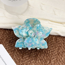 Голубой Заколки для волос с когтями из ацетата целлюлозы (смола), цветок, заколка для волос для женщин и девочек, голубой, 88x68 мм