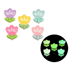 (52) Непрозрачная лаванда Кабошоны из светящейся непрозрачной смолы, тюльпан, светится в темноте, разноцветные, 22x17.5x7 мм