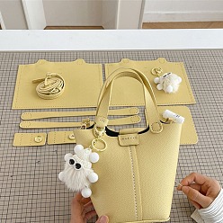 Желтый Наборы винтажных сумок-ведров своими руками, включая материалы сумки из искусственной кожи, желтые, 22x18x12.5 см