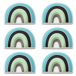 Средний Бирюзовый 6экологически чистые силиконовые шарики для пищевых продуктов, в форме радуги, средне бирюзовый, 18x25x9 мм, отверстие : 2 мм