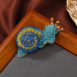 Синий Женская брошь в виде улитки из сплава со стразами, синие, 61x32 мм