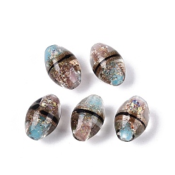 Светло-Голубой Двухцветные бусины из фольги ручной работы, барабанщиков, Небесно-голубой, 17~19x11~12.5 мм, отверстие : 0.8~1.4 мм