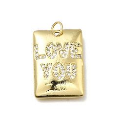 Rectangle Латунные микро проложить кубического циркония подвески, без кадмия и без свинца, стойки покрытие, долговечный, с целью перехода в кольце, прямоугольные, 25x18x3.5 мм, отверстие : 4.5 мм