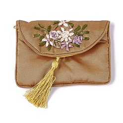 Сэнди Коричневый Ткань для вышивания, с кисточками и кнопкой из нержавеющей стали, прямоугольные, песчаный коричневый, 12x8.5 см