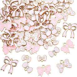 Pink 80 шт. 5 стили подвески-бантики из сплава с эмалью, розовые, 8.5~19.5x12~18.5x1~3 мм, отверстие : 1.5~3 мм, 16 шт / стиль