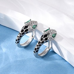 Платина 925 серьги из серебра из серебра кубического серебра, змея, платина, 15x6x12 мм