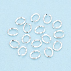 Silver 925 Sterling Silver Open Jump Rings, Oval, Silver, 5.5x4.5x0.8mm, Inner Diameter: 4x3mm
