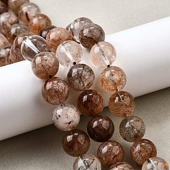 Rutilated Кварц Нити бусин из рутилированного кварца из натурального черного золота, круглые, 12.5 мм, отверстие : 1~1.2 мм, около 32 шт / нитка, 15~15.39 дюйм (38.1~39.1 см)