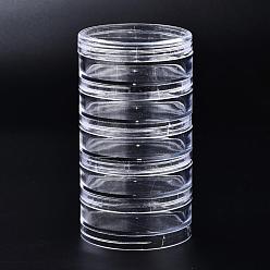Clear Polystyrene Bead Storage Containers, with 5 Compartments Organizer Boxes, for Jewelry Beads Small Accessories, Column, Clear, 7x12.6cm, compartment: 6.2x2cm