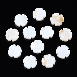 Seashell Color Natural Freshwater Shell Beads, Flower, Seashell Color, 13.5x13.5x4mm, Hole: 0.8mm