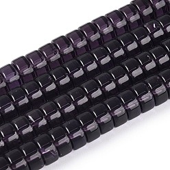 Индиго Прозрачные стеклянные бусины, плоско-круглые, индиговые, 6~6.5x3~3.5 мм, отверстие : 0.8~1 мм, около 112~120 шт / нитка, 14.57~15.16'' (37~38.5 см)